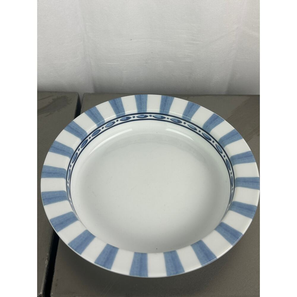Dansk Bistro Cafe Parisian Blue White Rim Soup Bowl 8" Striped Portugal